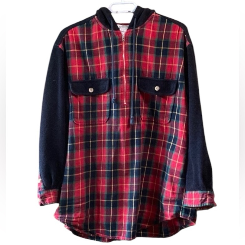 90s Grunge skater Plaid hoodie sweater flannel fleece